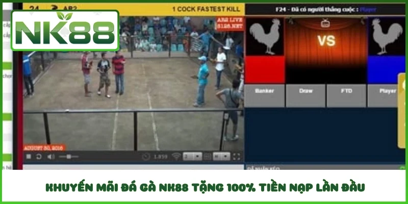  Khuyến mãi đá gà NK88 tặng 100% tiền nạp lần đầu